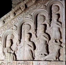 Emperor Frederic II of Hohenstaufen with His Family, Bas Relief, 13th Century, Bitonto Cathedral