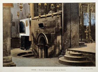 Entrance of the cave of the nativity in Bethlehem, late 19th century