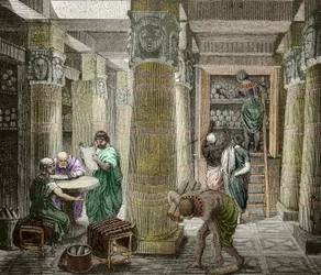 Erudits in the Library of Alexandria, Destroyed in 642, Egypt (19th Century Engraving)