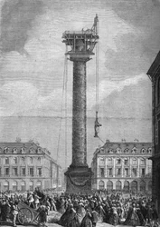 Establishment of the New Statue of Napoleon I above the Column of Place Vendome in Paris on November 4
