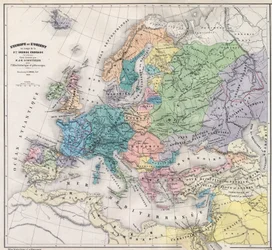 Europe and the Orient at the time of the 3rd Great Crusade at the end of the 13th century - Map prepared by M J-H Schnitzler, Historical and Picturesque Atlas 1858