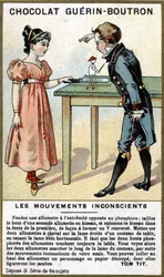 Experience of two children with matches and a knife (Chromolithography of chocolate packaging Guérin Boutron)