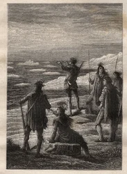 Exploration of the Great Canadian North by Samuel Hearne: Hearne goes up the course of the Coppermine River and arrives at its mouth on the Arctic Ocean in 1771 - illustration from “The Great Mariners of the 18th century”