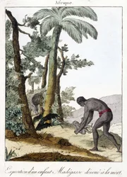 Exposure (abandonment) of a child who died in Madagascar - engraving, 1811
