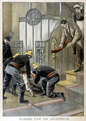 Firefighters Rescuing a Man Crashed by an Elevator in a Parisian Building