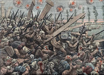 First World War: German Army at Battle of the Yser October 1914, Illustration from 