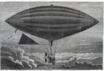 First electric aerostat to helice, experimented by Albert and Gaston Tissandier on Monday, October 8
