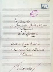 First Page of Sheet Music for Concerto for Piano and Large Orchestra in D Minor by Mozart (Lichtenthal Version)