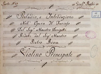 First page of the sheet music for violin, Il furioso all