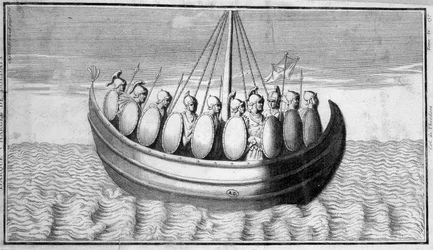 Fleet of Roman soldiers (engraving)