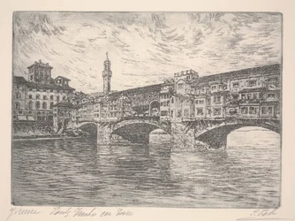 Florence, Ponte Vecchio with Tower, probably late 19th century