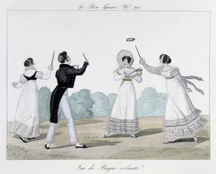 Flying ring game - in The Good Genre, No. 110, early 19th century