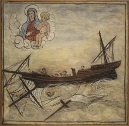 Former voto (ex voto) sailor, popular offer as a pledge of devotion and gratitude of the sailor surviving the dangers of the sea coming from the Church of Carmine, Torre del Greco, near Naples