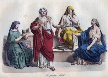 Four Roman sibyls - engraving from "Usi e Costumi di Tutti i Popoli dell