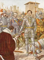 Francis I giving his sword to Lannoy during the Battle of Pavia