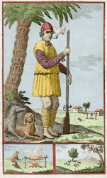 French buccaneer from Santo Domingo (Haiti). Engraving in 