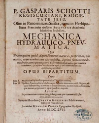 Frontispiece of Mechanica Hydraulico Pneumatica by Gaspar Schott