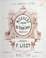 Frontispiece of Miserere by Allegri and Ave verum corpus by Mozart, transcribed by Liszt for piano