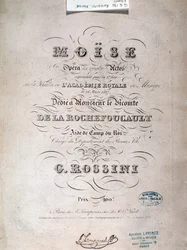 Frontispiece of Musical Score of Moses in Egypt by Gioacchino Rossini