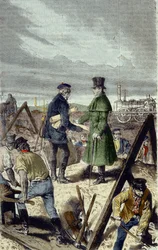 Georges Stephenson, English engineer, builder of the Liverpool Manchester Road with his first locomotive