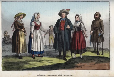 German peasants - engraving from 