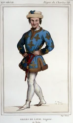 Gilles de Rais (Retz ou Rays) (1404-1440), companion of arms by Joan of Arc. 19th century engraving La France Historique