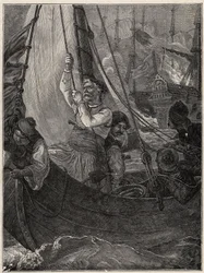 Greek War of Independence: Constantine Kanaris Burning the Flagship of the Turkish Fleet Before Chios