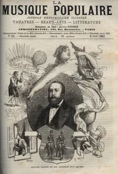 Gustave Nadaud (1820-1893), French songwriter and his songs - engraving in La musique populaire illustrious weekly newspaper - 1882