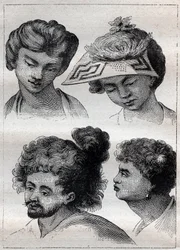 Hairstyles of the Inhabitants of Tahiti - Illustration from 