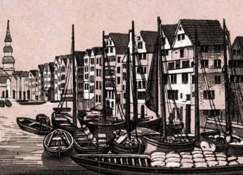 Hamburg, Germany: View of Wandrahmfleeth. in “The World Illustrates 168 Views” Undated (late 19th century)
