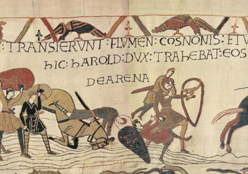 Harold Drags Norman Soldiers from the Quicksand, Bayeux Tapestry