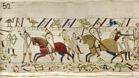Here fell the brothers of Harold: Gyrth and Leofwine, Bayeux Tapestry