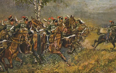Historic Postcard with War Motif, Attack on Prussian Troops, Germany