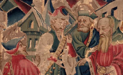 History of Saint Piat and Saint Eleutherius, Scene 14: The Plague is Quashing the City of Tournai (detail)