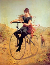 History of the Bicycle: Velocipedist or a Woman Pedaling on a Bike