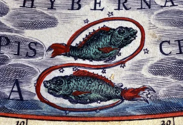 Horoscope: sign of the zodiac, Pisces. 16th century engraving.