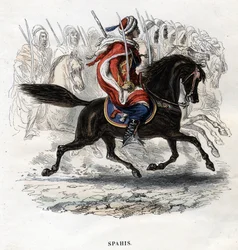 Horseback Spahis. Engraving from 1844.