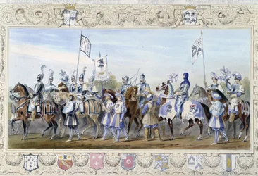 Horsemen “Black Lions” - in “Knight of England” by J. Whatman, ed. T. M
