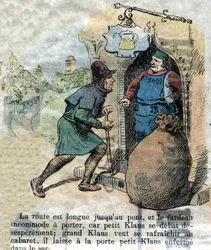 Illustration of the late 19th century for the tale by Hans Christian Andersen “Grand Claus and Little Claus”. Private collection.