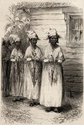 Indigenous Women of Guyana at the Catholic Procession of the Fete Dieu, Engraving to Illustrate the Voyage in French Guiana