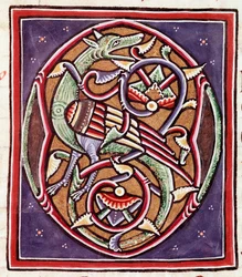 Initial letter with imaginary creature