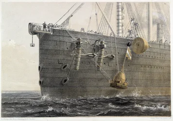 Installation of submarine cable in 1858 (landmark buoy) - in W. H. Russel