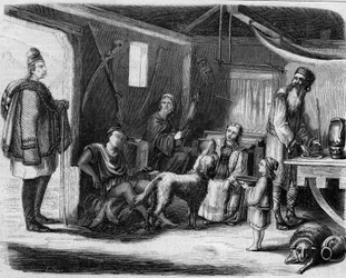 Interior of a Serbian peasant house in the vicinity of Belgrade in 1859
