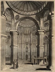 Interior of the Blue Mosque, Istanbul, Turkey - 1838 - engraving