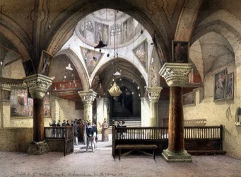 Interior of the chapel of St. Helena, Jerusalem. 19th century engraving