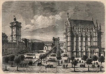 Interior view of the castle of Vincennes in the 19th century - engraving of 1875