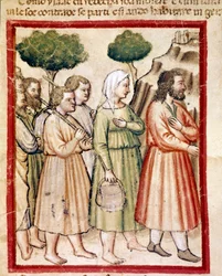 Isaac and his family suffering from famine emigrating to the lands of King Abimelech