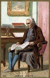 James Watt (1736 -1819) in his office. 19th century chromolithography