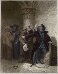 Jerome of Prague refusing to abjure - Jerome of Prague, church reformer, refusing to recant - Engraving in Popular Fastes, or History of the Heroic Acts of the People and Their Influence on Science, Arts, Industry and Agriculture by Alphonse