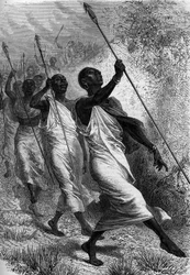 Kabba Righe, King of Ounyoro, and his sequel. Engraving in 